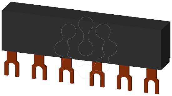 Imagem de Barramento trifásico 45mm para 2 interruptores, conexões em forma de garfo