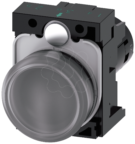 Imagem de Indicador luminoso, 22 mm, redondo, transparente com LED vermelho/amarelo/verde