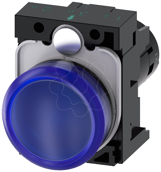 Imagem de Sinalizador luminoso, 22 mm, redondo, plástico, azul, plano, CA 110V