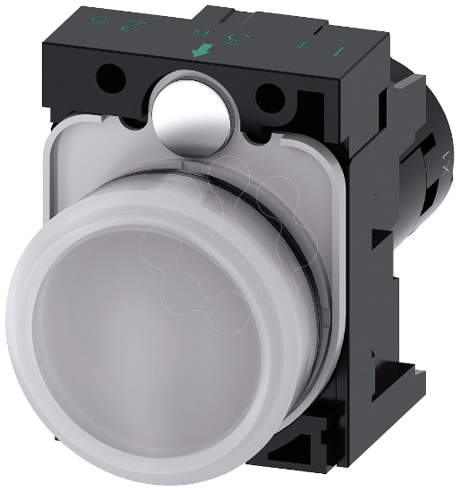 Imagem de Sinalizador luminoso, 22 mm, redondo, plástico, branco, plano, CA/24 V CC