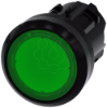 Imagem de Botão de pressão iluminado, 22mm, redondo, plástico, verde, botão de comando