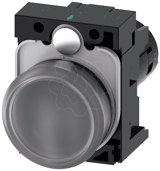 Imagem de Sinalizador luminoso, 22mm, redondo, plástico, transparente, plano, 110V CA