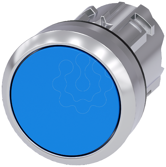 Imagem de Botão de pressão, 22 mm, redondo, metal, de alto brilho, azul