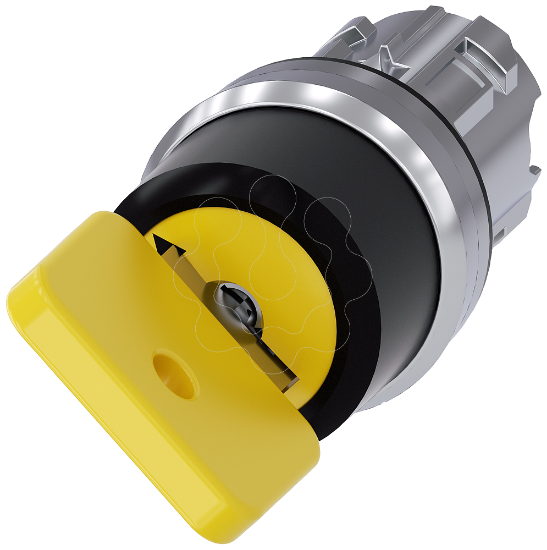 Imagem de interruptor de chave O.M.R, 22 mm, redondo, metal, de alto brilho, amarelo, 2 posições de O-I