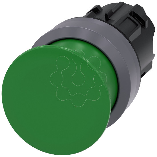 Imagem de Botão cogumelo, 22mm, redondo, plástico com anel frontal de metal, verde