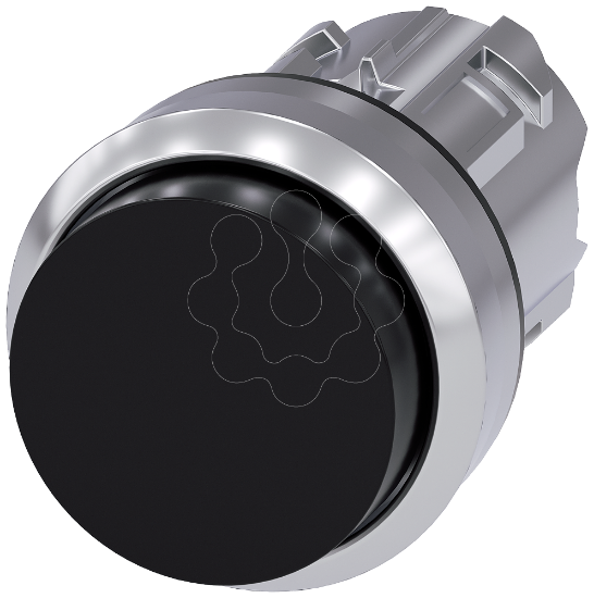 Imagem de Botão de pressão, 22mm, redondo, metal, alto brilho, preto
