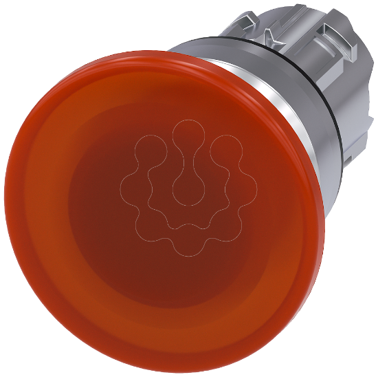 Imagem de Botão cogumelo iluminado, 22mm, redondo, metal, alto brilho, âmbar, 40mm