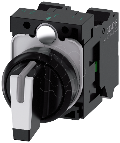 Imagem de Interruptor com manípulo, iluminável, 22mm, redondo, preto, branco, 1NA, 1NA