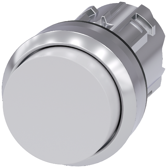 Imagem de Botão de pressão, 22mm, redondo, metal, alto brilho, branco