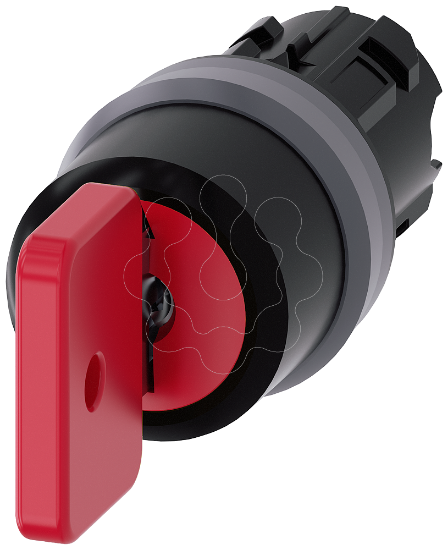 Imagem de Interruptor de chave O.M.R 22mm, redondo, anel frontal de metal, vermelho