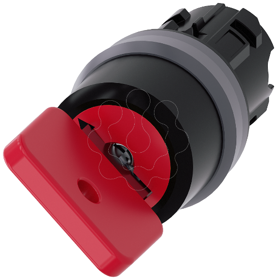 Imagem de Interruptor de chave O.M.R 22mm redondo, anel frontal de metal, vermelho