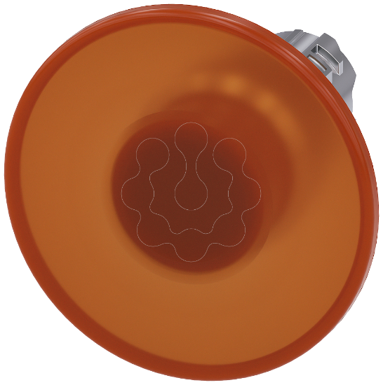 Imagem de Botão cogumelo iluminado, 22mm, redondo, metal, alto brilho, âmbar, 60mm