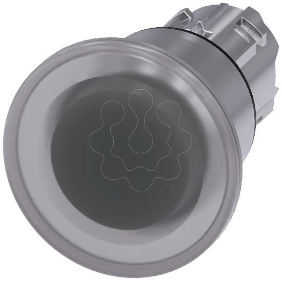 Imagem de Botão cogumelo iluminado, 22mm, redondo, metal, alto brilho, transparente, 40mm