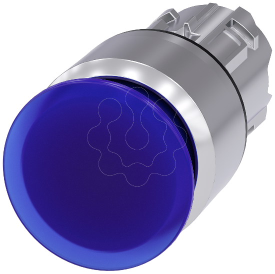 Imagem de Botão cogumelo iluminado, 22mm, redondo, metal, brilhante, azul, 30mm