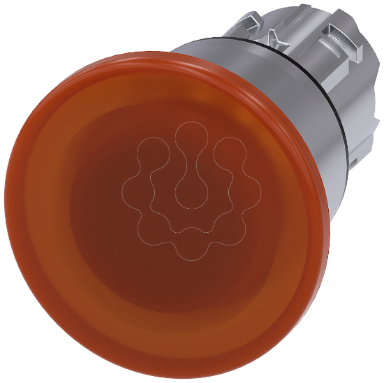 Imagem de Botão cogumelo iluminado, 22 mm, redondo, metal, de alto brilho, âmbar, 40 mm