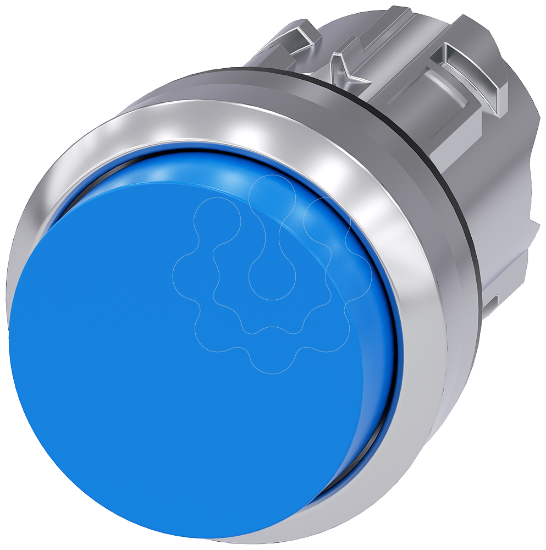 Imagem de Botão de pressão, 22mm, redondo, metal, alto brilho, azul