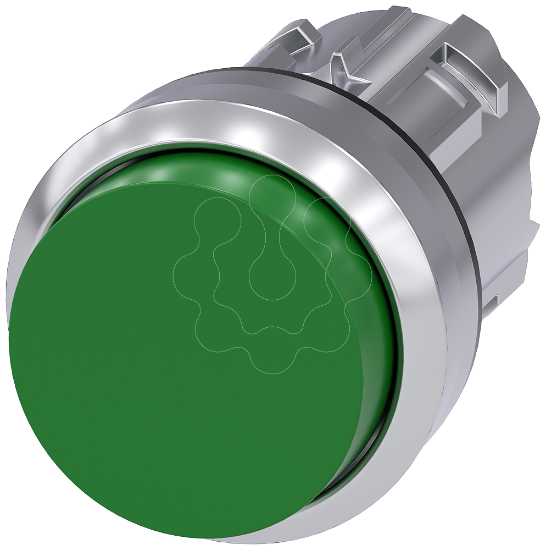 Imagem de Botão de pressão, 22mm, redondo, metal, alto brilho, verde