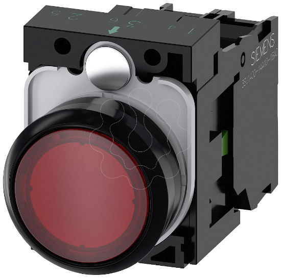 Imagem de Botão de pressão iluminado, 22mm, redondo plástico, vermelho, 1NA, 24V CA/CC