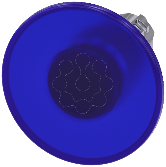 Imagem de Botão cogumelo iluminado, 22mm, redondo, metal, brilhante, azul, 60mm