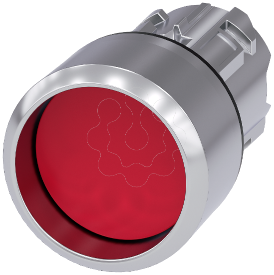 Imagem de Botão de pressão, 22mm, redondo, metal, alto brilho, vermelho, anel frontal