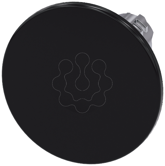 Imagem de Botão cogumelo, 22mm, redondo, metal, brilhante, preto, 60mm