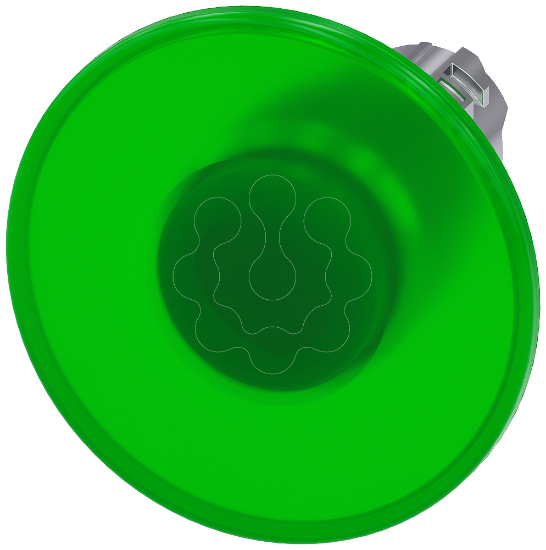 Imagem de Botão cogumelo iluminado, 22mm, redondo, metal, alto brilho, verde, 60mm
