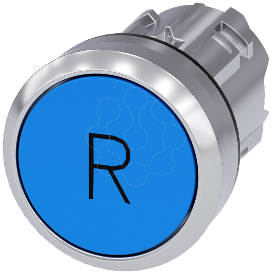 Imagem de Botão de pressão, 22mm, redondo, metal, alto brilho, azul: R