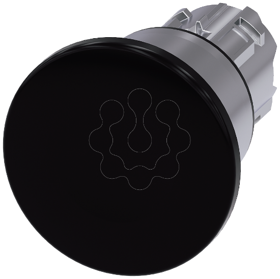 Imagem de Botão cogumelo, 22mm, redondo, metal, brilhante, preto