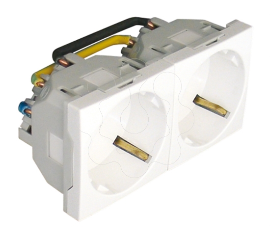 Imagem de TOMADA DUPLA SCHUKO C/OBTUR - 4 MOD BRANCA