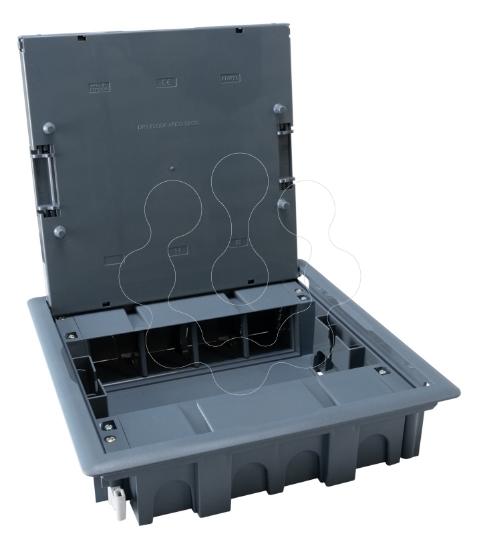 Imagem de CAIXA DE CHAO CINZENTA C/ TAMPA INOX - 16 MOD