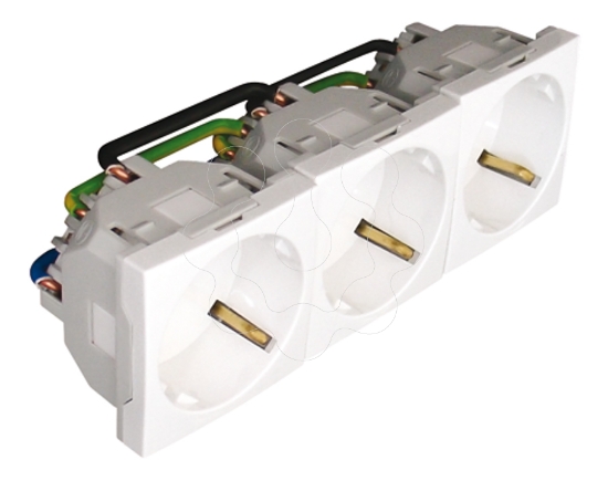 Imagem de TOMADA TRIPLA SCHUKO C/OBTUR - 6 MOD BRANCA