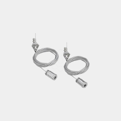 Mostrar detalhes para Cabo de aço + clipe suspenso branco Imagem de Cabo de aço + clipe suspenso branco