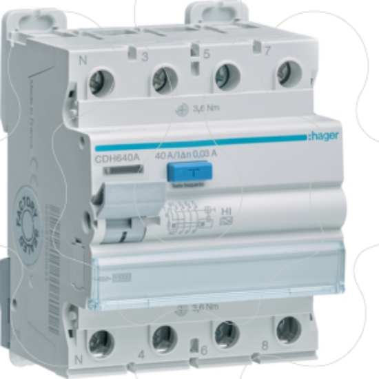 Imagem de Inter. dif. 3P+N 40A 30mA tipo HI 4M