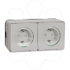 Imagem de Tomada 2P+T monobloco dupla com obturadores horizontal, Mureva Styl, saliente, IP55, 16A, Branco
