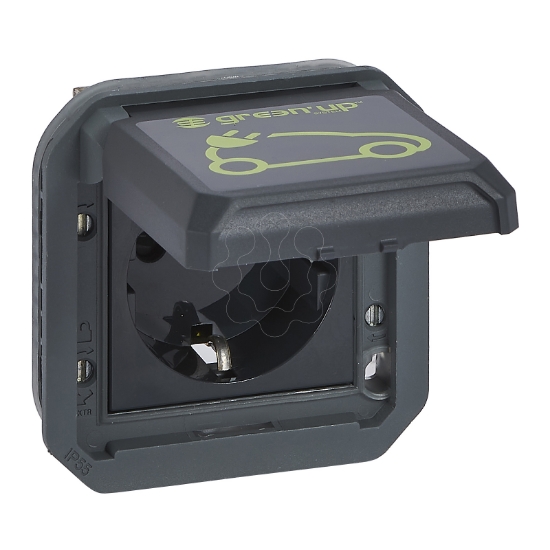 Imagem de Plexo IP 55 - Tomada Green'Up Access p/ veículos elétricos, Encastrar, Antracite