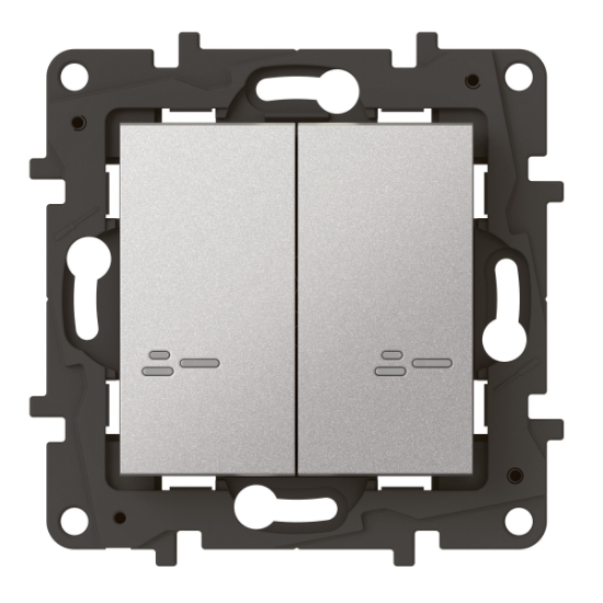 Imagem de Niloé Step with Netatmo - Interruptor duplo sem fios de iluminação - Alumínio