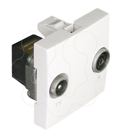 Imagem de TOMADA R-TV TERMINAL - 2 MODULOS PRETA MATE