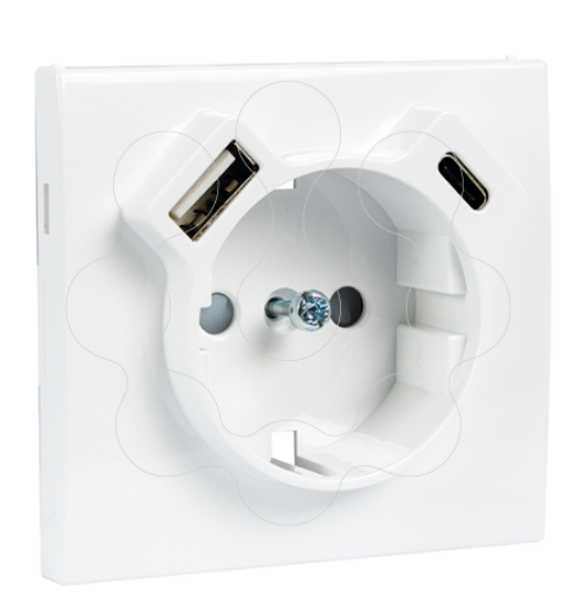 Imagem de CENTRO P/TOM SCHUKO + USB TIPO A E TIPO C PM