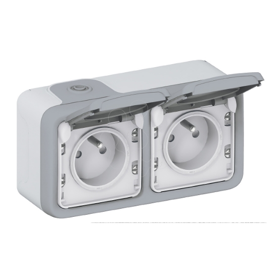 Imagem de PLEXO CAIXA DUPLA HORIZ. CINZ