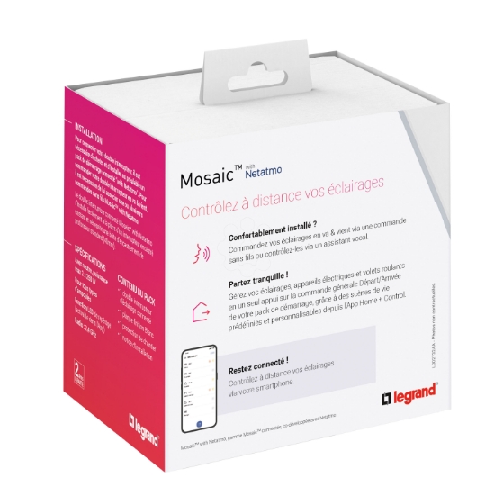 Imagem de Interruptor duplo sem fios - branco - Mosaic with Netatmo