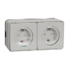 Imagem de Tomada 2P+T monobloco dupla com obturadores horizontal, Mureva Styl, saliente, IP55, 16A, Branco