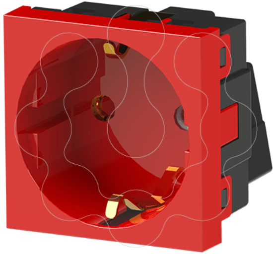 Imagem de Módulo de aparelhagem 45x45   Tomada Schuko 16 A/250V 2P+T Encarnado   Trifásica