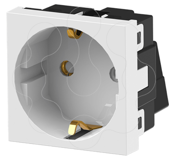 Imagem de Módulo de aparelhagem 45x45 - Tomada Schuko 16 A/250V 2P+T