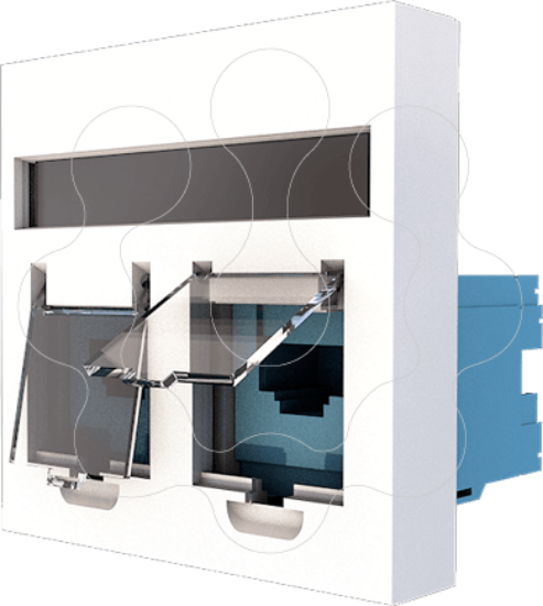 Imagem de Módulo de aparelhagem 45x45 - Tomada Dupla Lisa RJ45 Cat 6