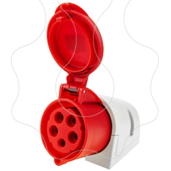 Imagem de Tomada de parede Industrial IP44 para cabos de 14 - 22 mm2 / 32 Ampere - Trifásica
