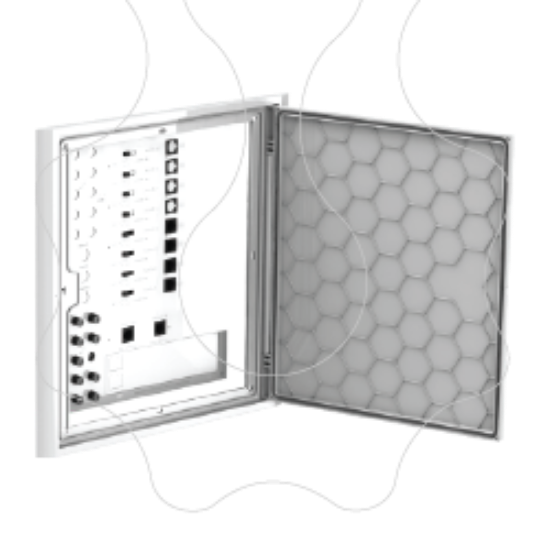 Imagem de ATI   ITED 3 compactos com repartidores CAT6 kit painel + moldura + tampa   Aro e Tampa ATI Int.equipados   8 saídas cat6   K971PR 8