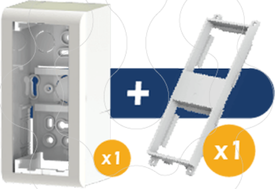 Imagem de Caixa de distribuição saliente - Completa - Caixa saliente 2 módulos 45x45