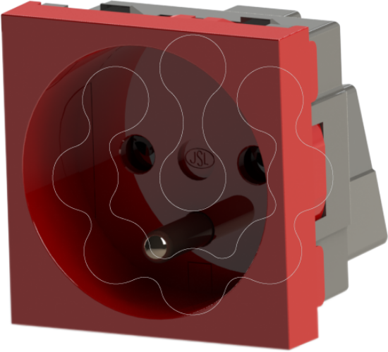 Imagem de Módulo de aparelhagem 45x45   Tomada Schuko Francesa16 A/250V 2P+T Encarnado   Trifásica