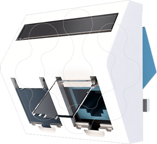 Imagem de Módulo de aparelhagem 45x45 - Tomada Dupla angular RJ45 Cat 6