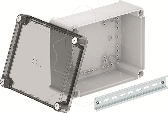 Imagem de Caixa de derivacao lisa com tampa alta transparente 240x190x115 PP/PC cinzento claro 7035